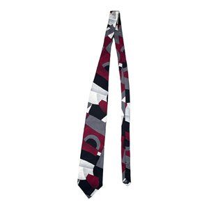 J.T. Beckett Vintage Men's Silver Black Red Abstract Classic Silk Necktie